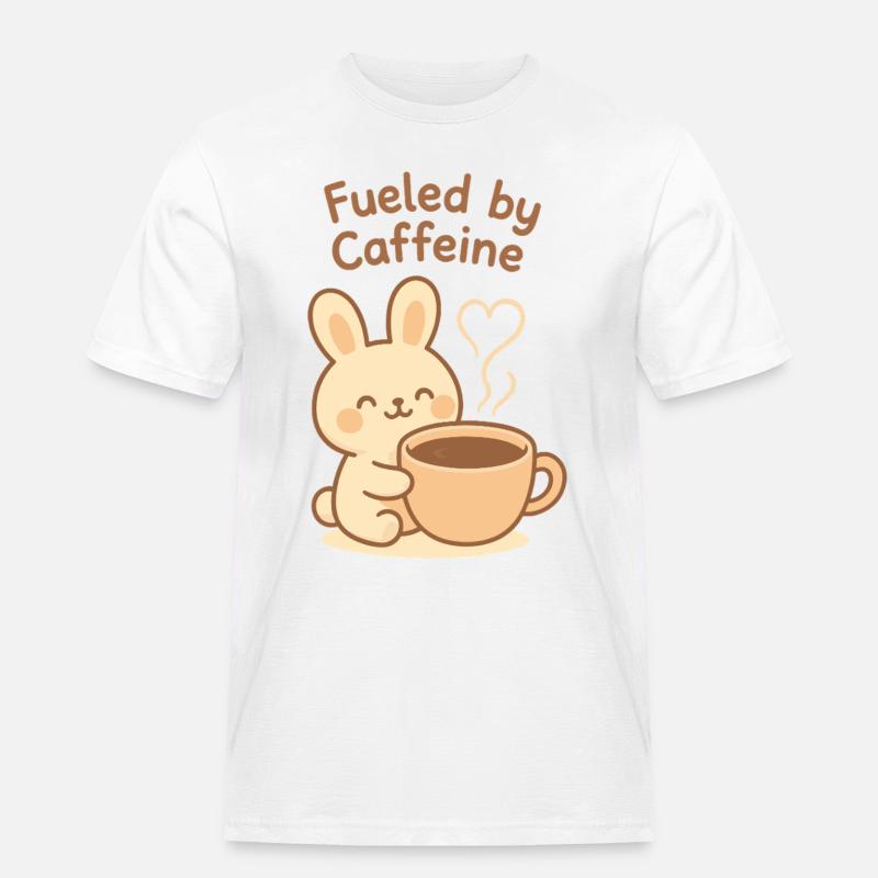 Angetrieben von Caffeine Bunny - Männer Workwear T-Shirt - Weiß
