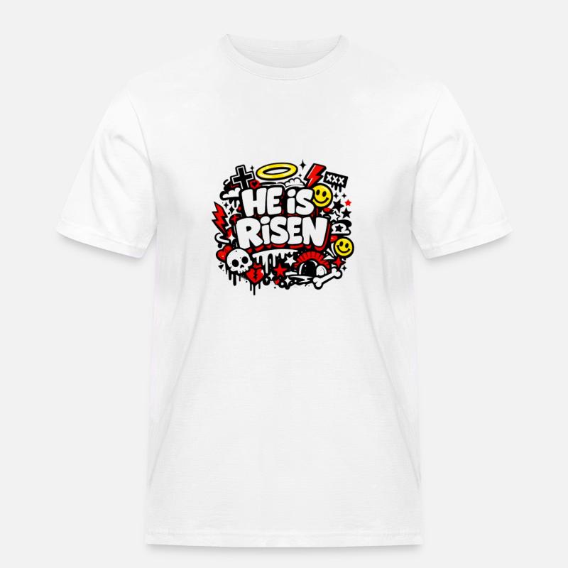 He is Risen Graffiti Ostern - Männer Workwear T-Shirt - Weiß