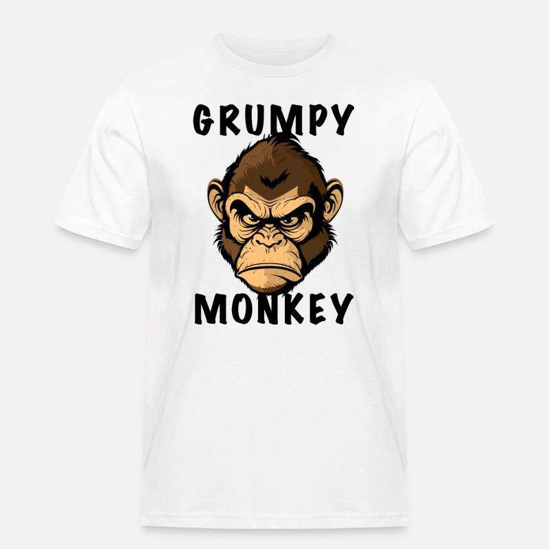 GRUMPY MONKEY - Männer Workwear T-Shirt - Weiß
