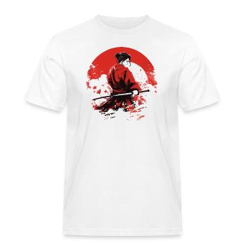 Japanese Art Warrior Onimusha - Men's Workwear T-Shirt - white - Front - AI Model Male 185 dark (185cm)