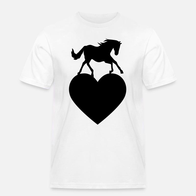 Pferd mit Herz - Männer Workwear T-Shirt - Weiß