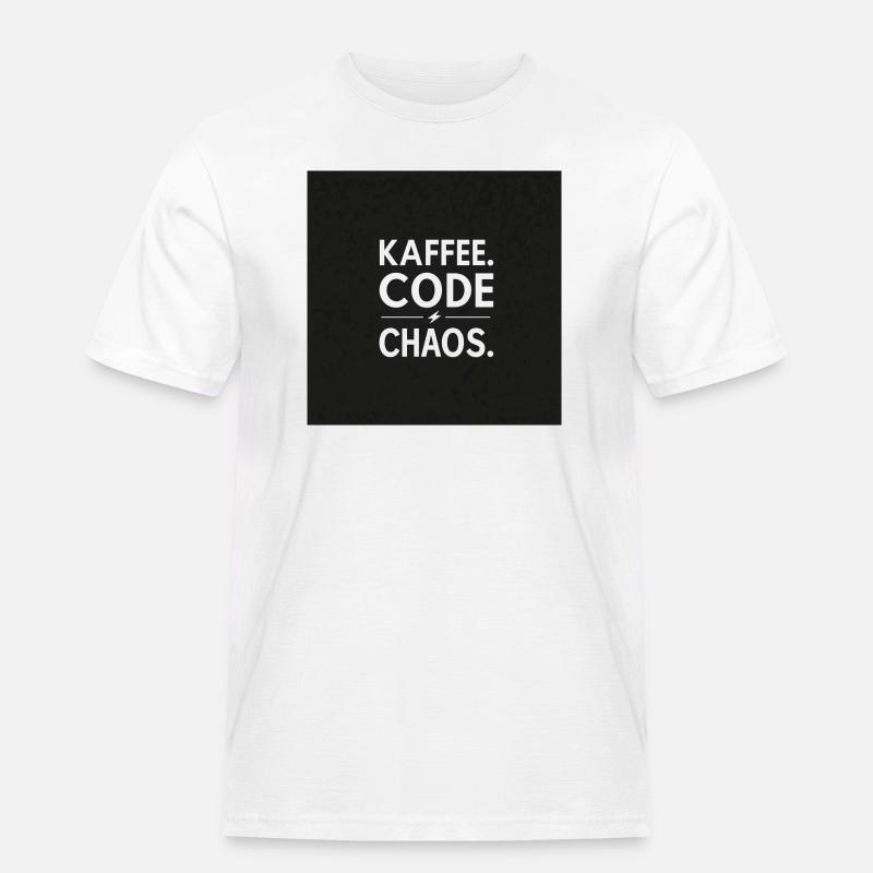 Kaffee, Code, Chaos - Männer Workwear T-Shirt - Weiß