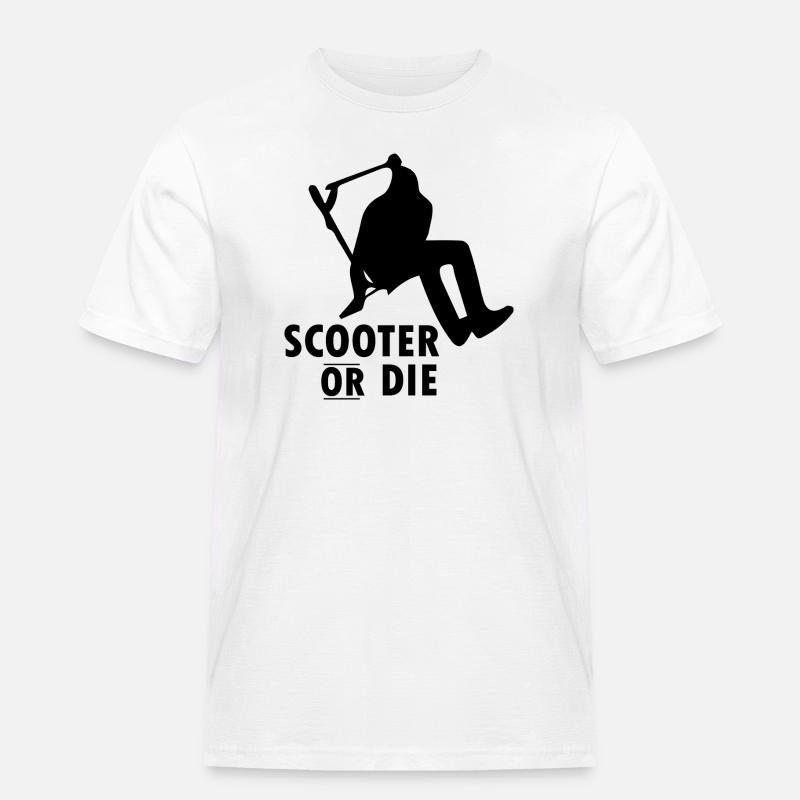 E-Scooter E-Roller Scooter - Männer Workwear T-Shirt - Weiß