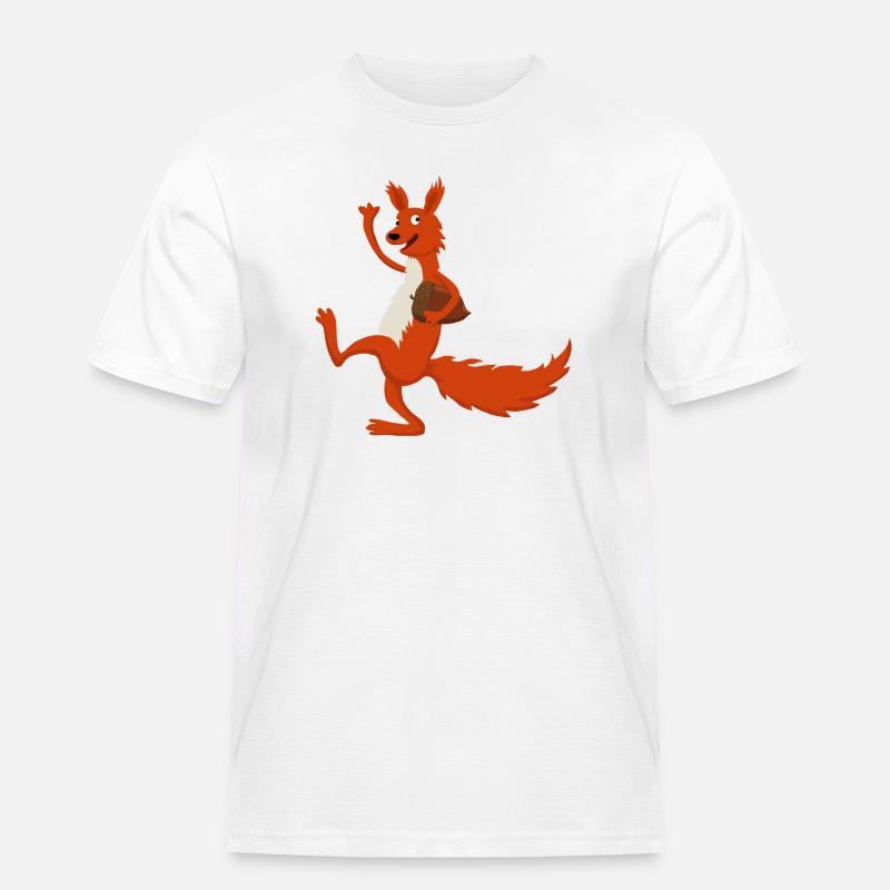 Eichhörnchen mit Eichel - Männer Workwear T-Shirt - Weiß