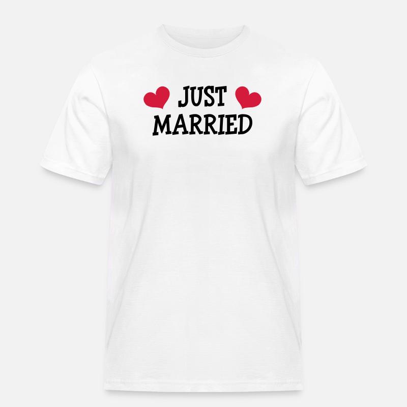 Just Married - Wedding - Männer Workwear T-Shirt - Weiß