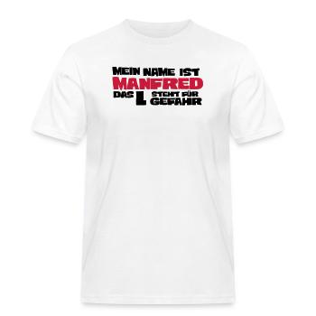 manfred - Männer Workwear T-Shirt - Weiß - Vorne - AI Model Male 185 dark (185cm)