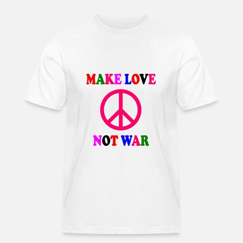 Make love not war - Männer Workwear T-Shirt - Weiß