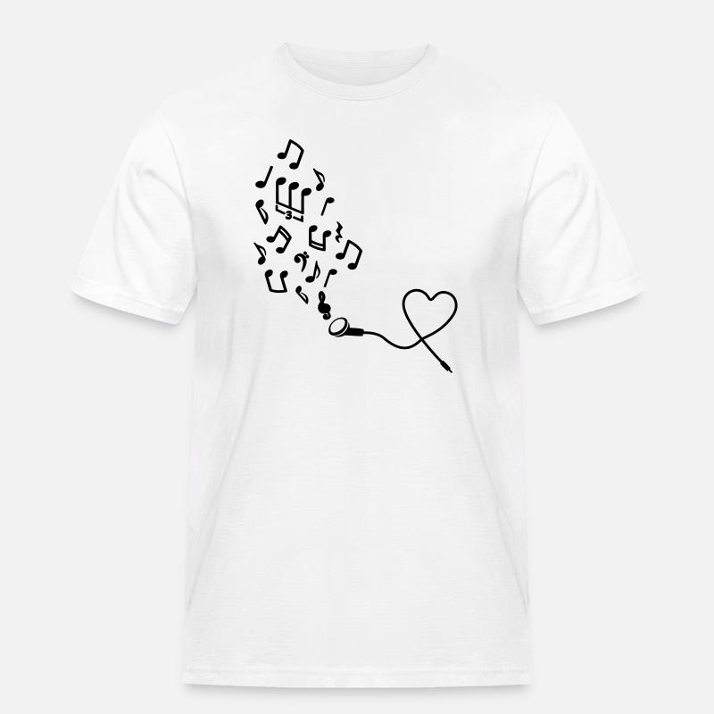 Kopfhörer mit Noten - Männer Workwear T-Shirt - Weiß