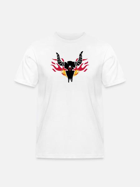 Bull skull with flames - Men's Workwear T-Shirt - white
