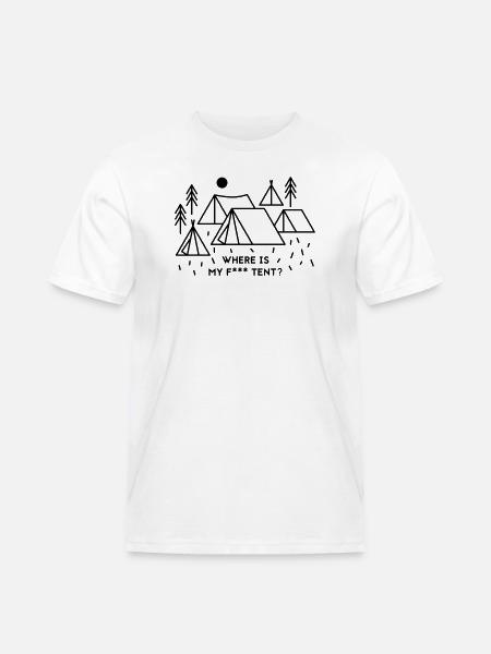 Where is my tent? - Männer Workwear T-Shirt - Weiß