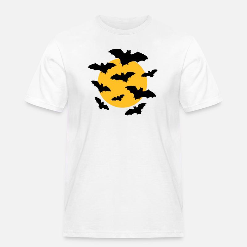 Fledermäuse & Mond - Männer Workwear T-Shirt - Weiß