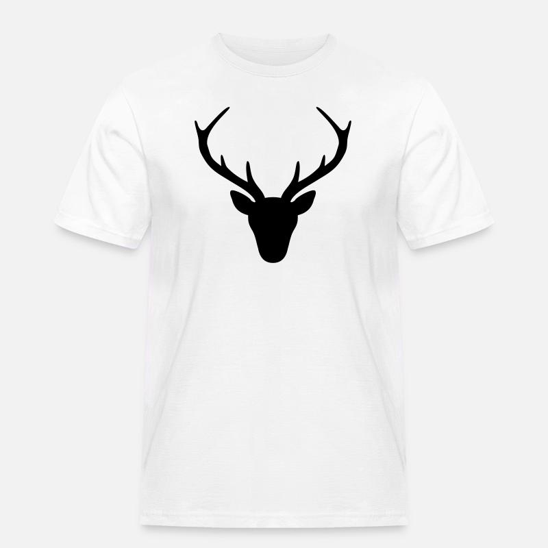 Hirsch Geweih Silhouette Jagd Jäger Geschenk - Männer Workwear T-Shirt - Weiß