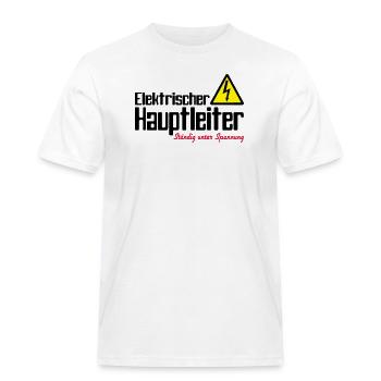 Hauptleiter -Ständig unter Spannung - Männer Workwear T-Shirt - Weiß - Vorne - AI Model Male 185 dark (185cm)