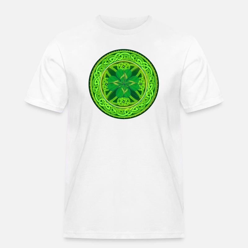 Kleeblatt mit vier Keltischen Blättern - Männer Workwear T-Shirt - Weiß