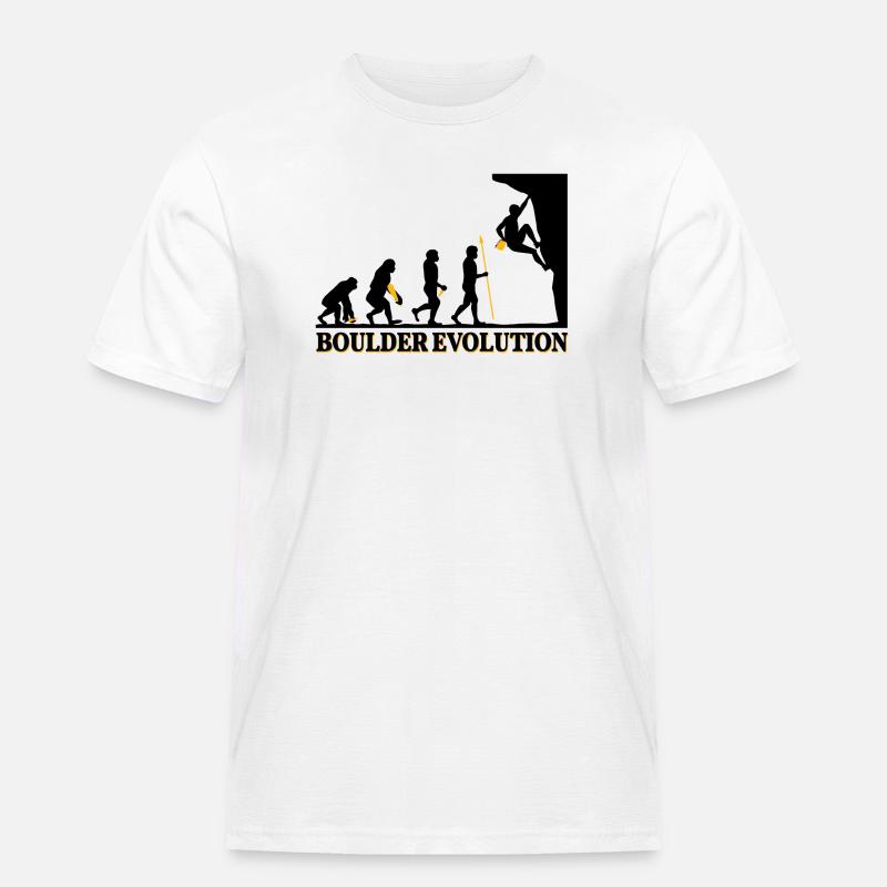 Boulder Evolution Klettern Bergsteigen Spruch - Männer Workwear T-Shirt - Weiß