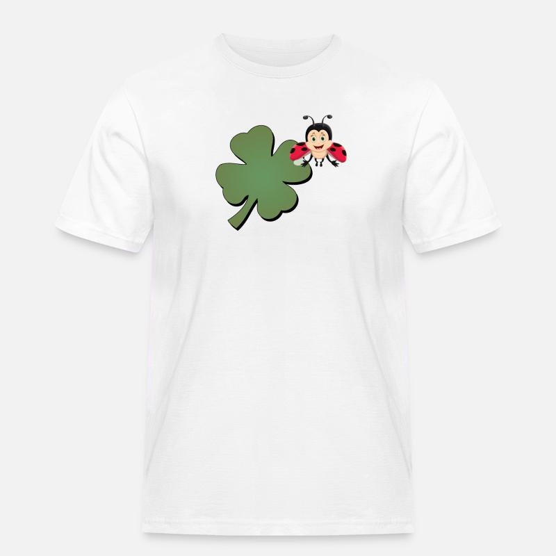 Kleeblatt mit Ladybug (Marienkäfer) - Männer Workwear T-Shirt - Weiß