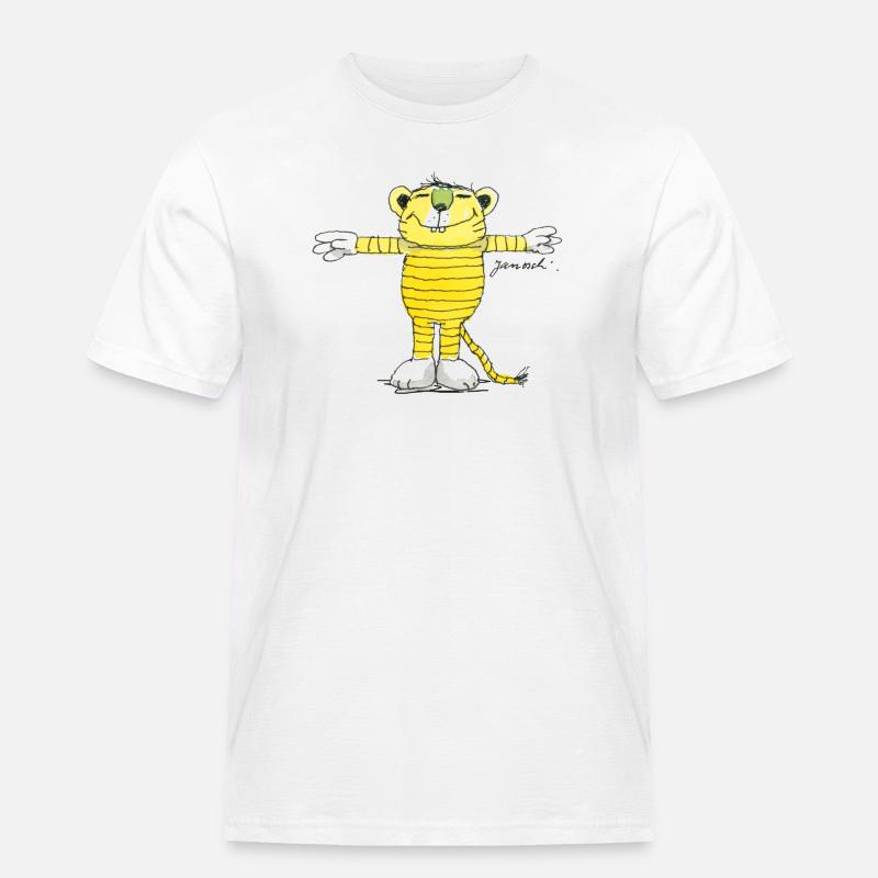 Janosch Tiger Pose - Männer Workwear T-Shirt - Weiß