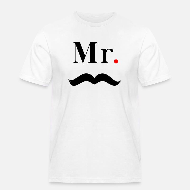 Herr Schwarzer Schnurrbart - Männer Workwear T-Shirt - Weiß
