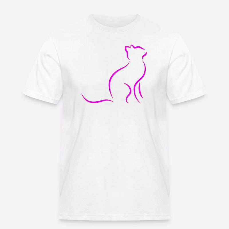 Katze - Männer Workwear T-Shirt - Weiß