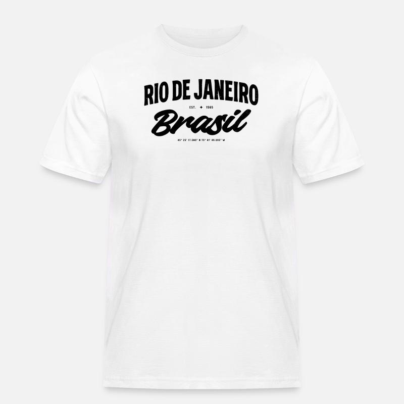 Rio de Janeiro Brazil Script Banner - Männer Workwear T-Shirt - Weiß