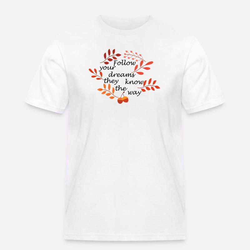 Herbstlaub und Eicheln Muster - Männer Workwear T-Shirt - Weiß