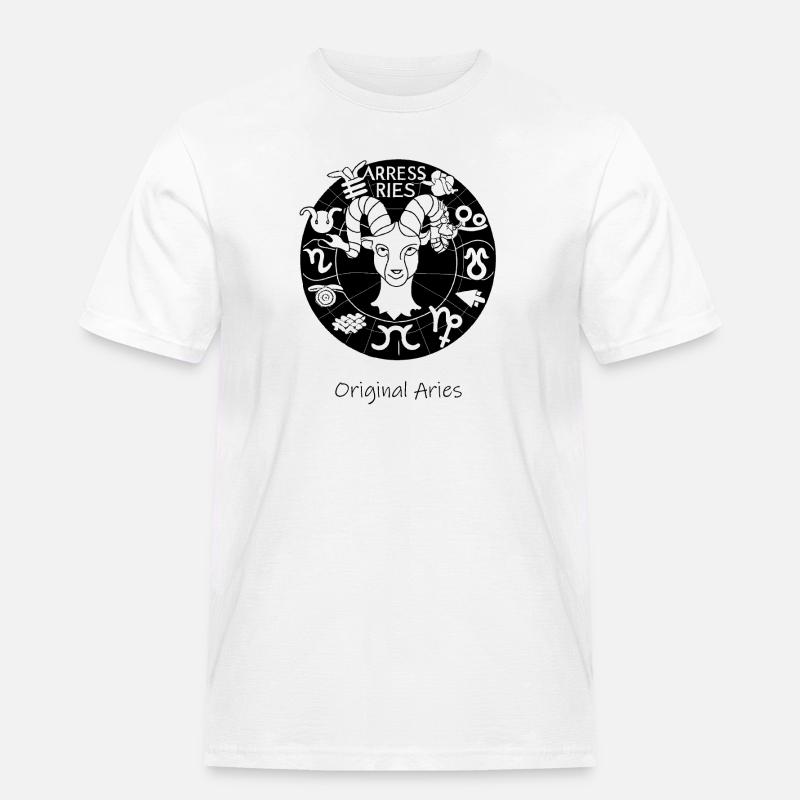 Sternzeichen Widder 001 schwarz - Männer Workwear T-Shirt - Weiß