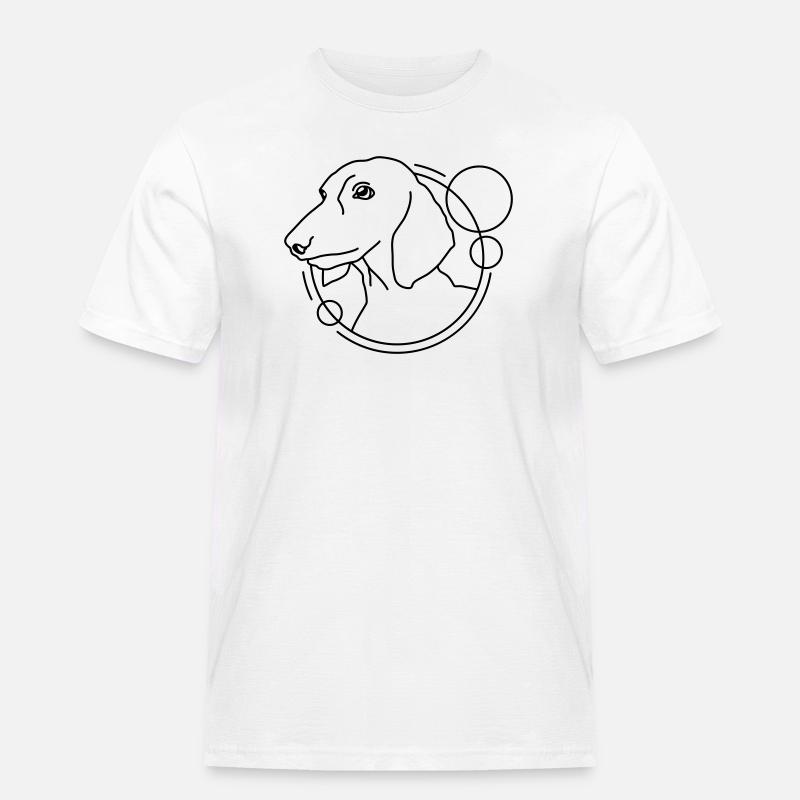 Dackel in geometrischer Form - Line-Art-Design - Männer Workwear T-Shirt - Weiß