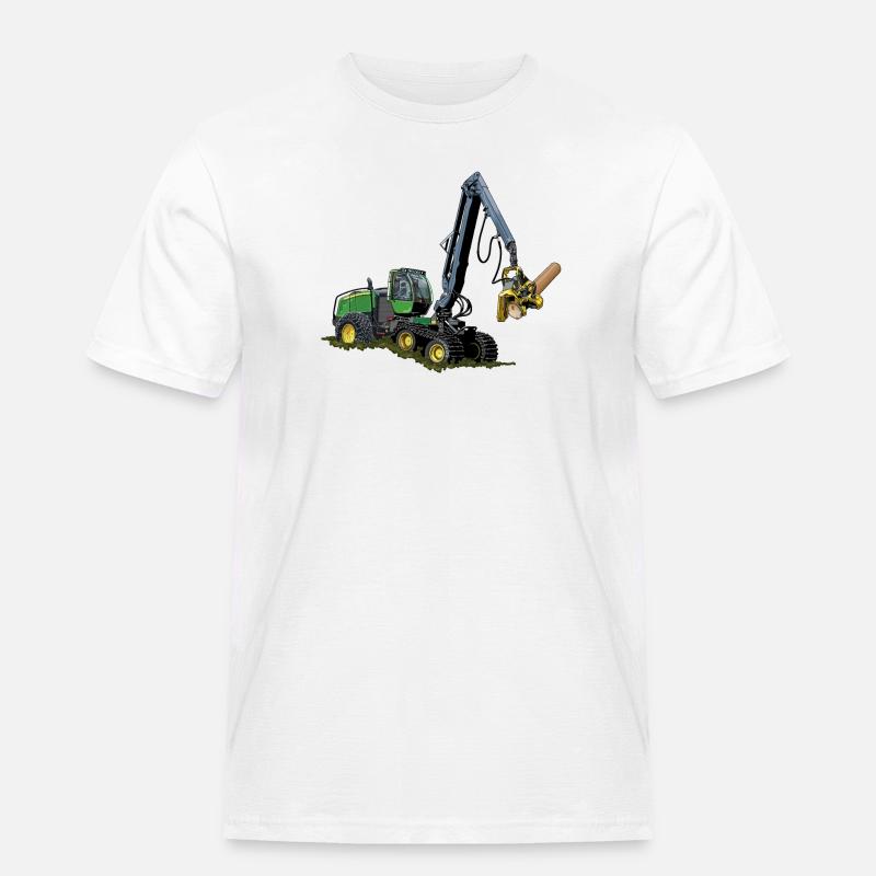 Harvester, Holzerntemaschine - Männer Workwear T-Shirt - Weiß