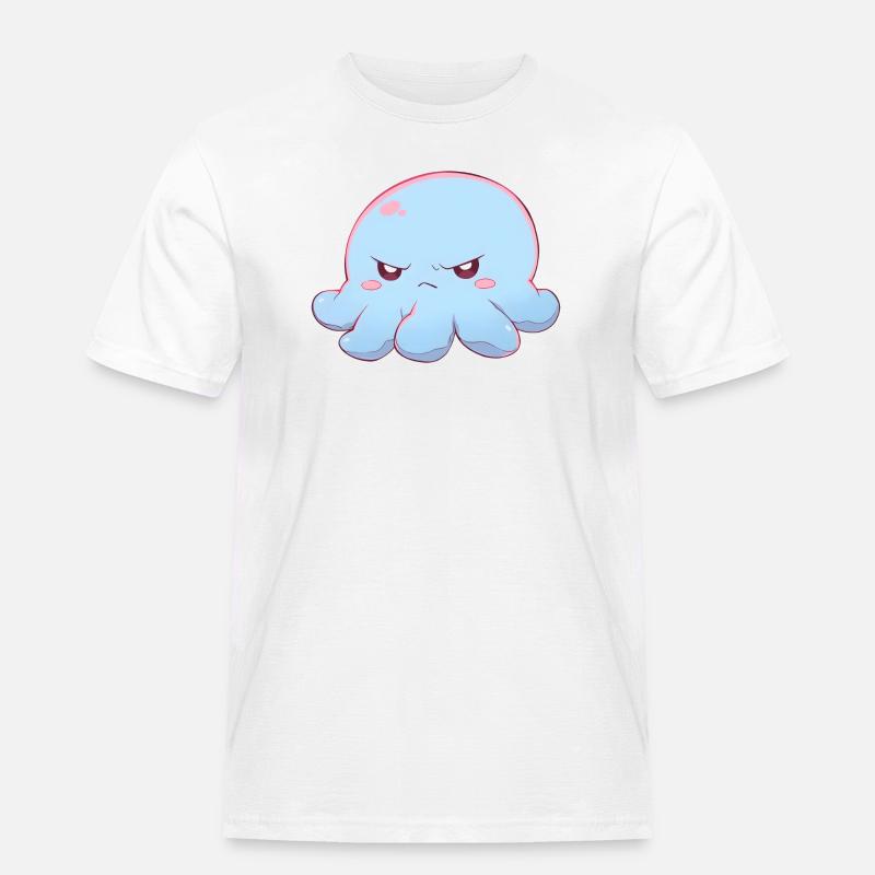 Blue grumpy octopus - Männer Workwear T-Shirt - Weiß