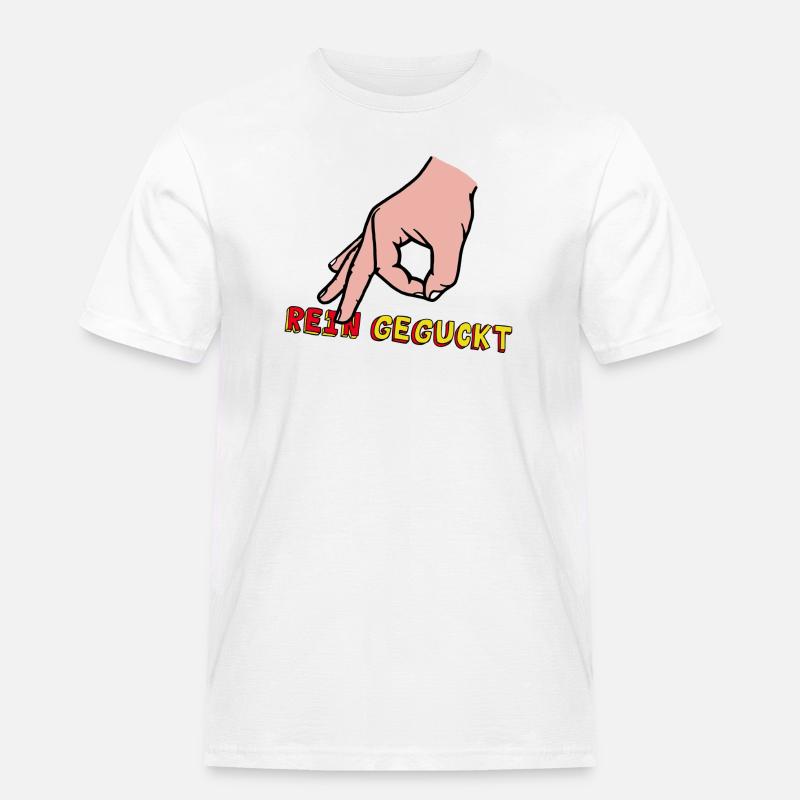 Comic-Hand Zeigefinger mit Retro Text - Männer Workwear T-Shirt - Weiß