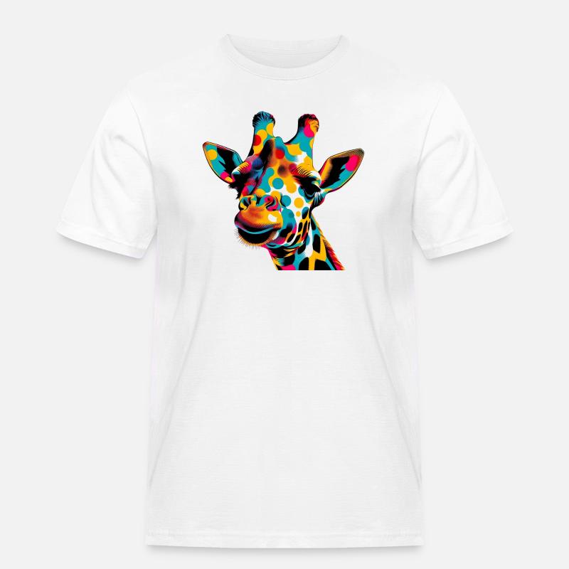 Giraffe Pop Art - Männer Workwear T-Shirt - Weiß