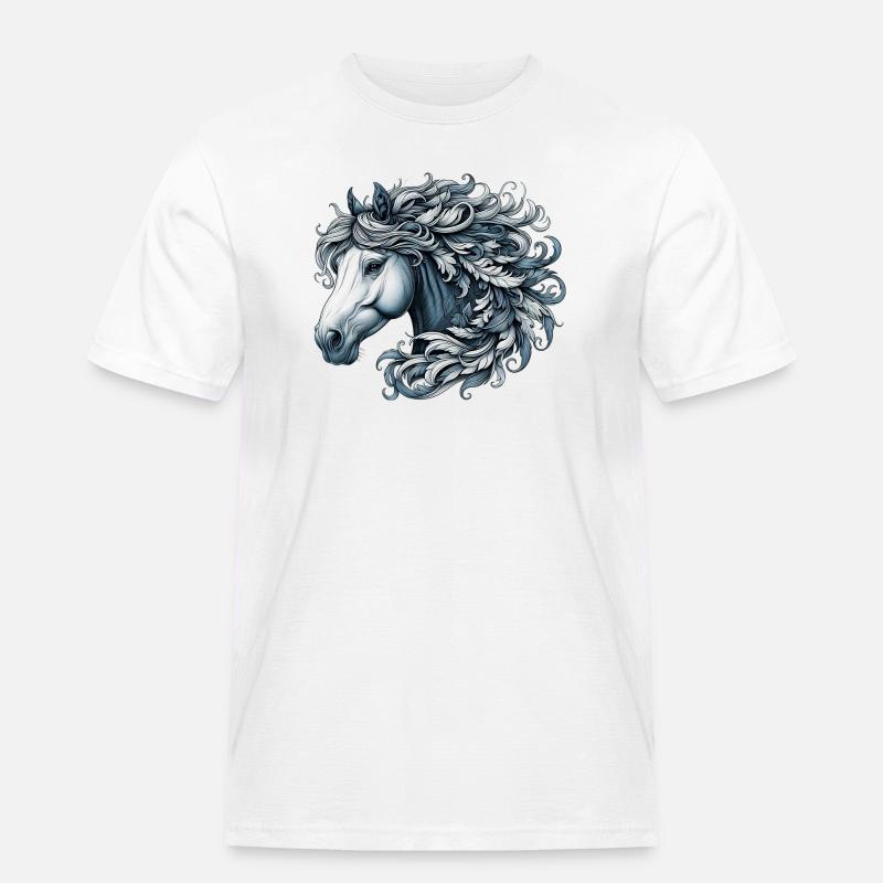Pferd - Männer Workwear T-Shirt - Weiß