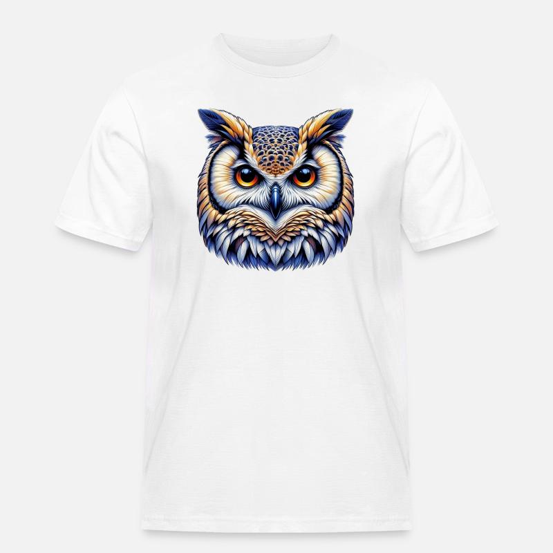 Eule - Männer Workwear T-Shirt - Weiß