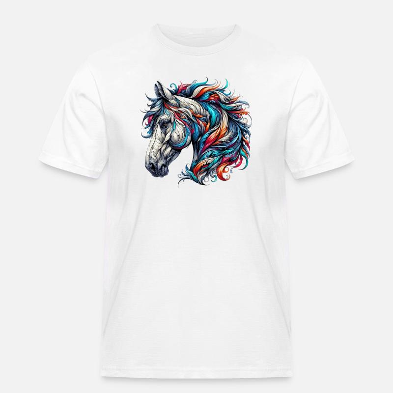 Pferd - Männer Workwear T-Shirt - Weiß