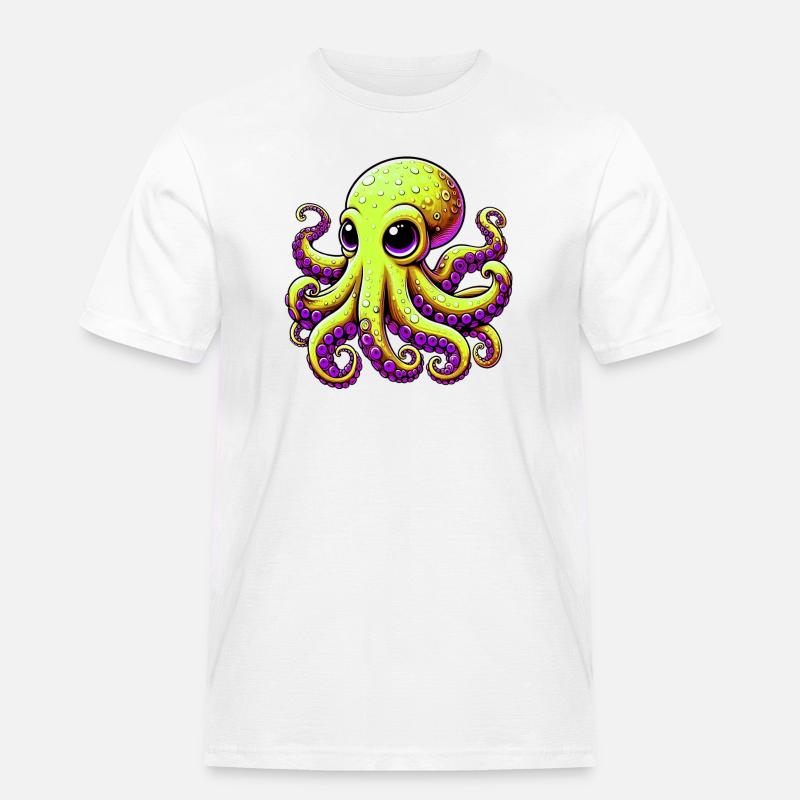 Krake - Männer Workwear T-Shirt - Weiß