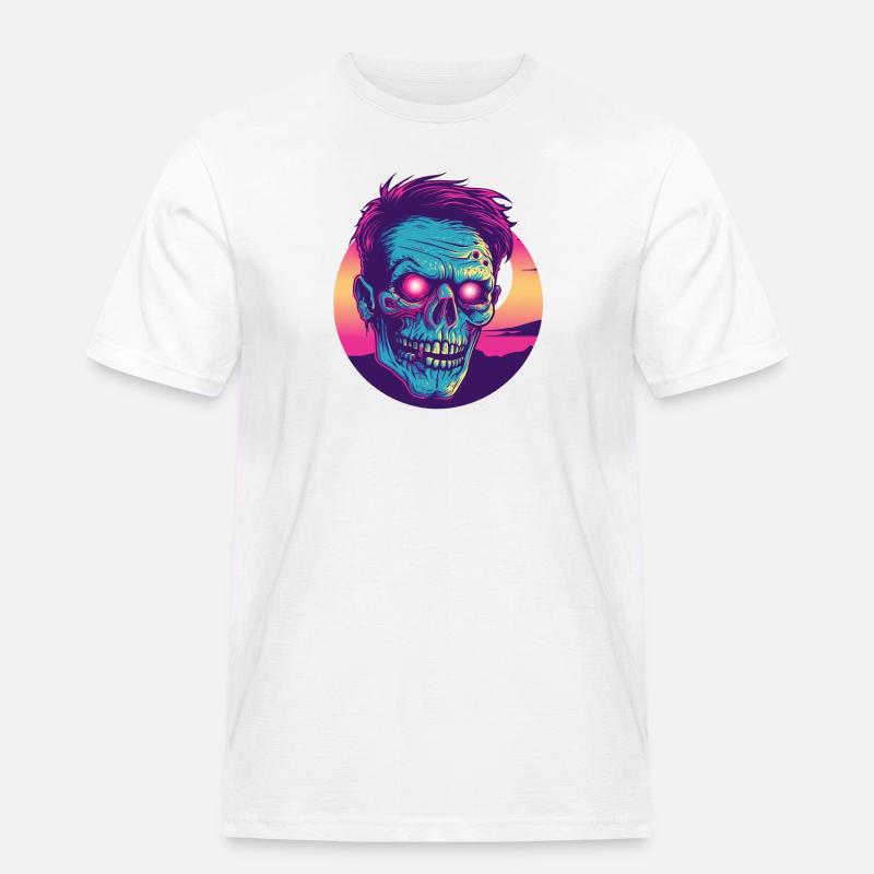 Zombie-Synthwave 2 - Männer Workwear T-Shirt - Weiß