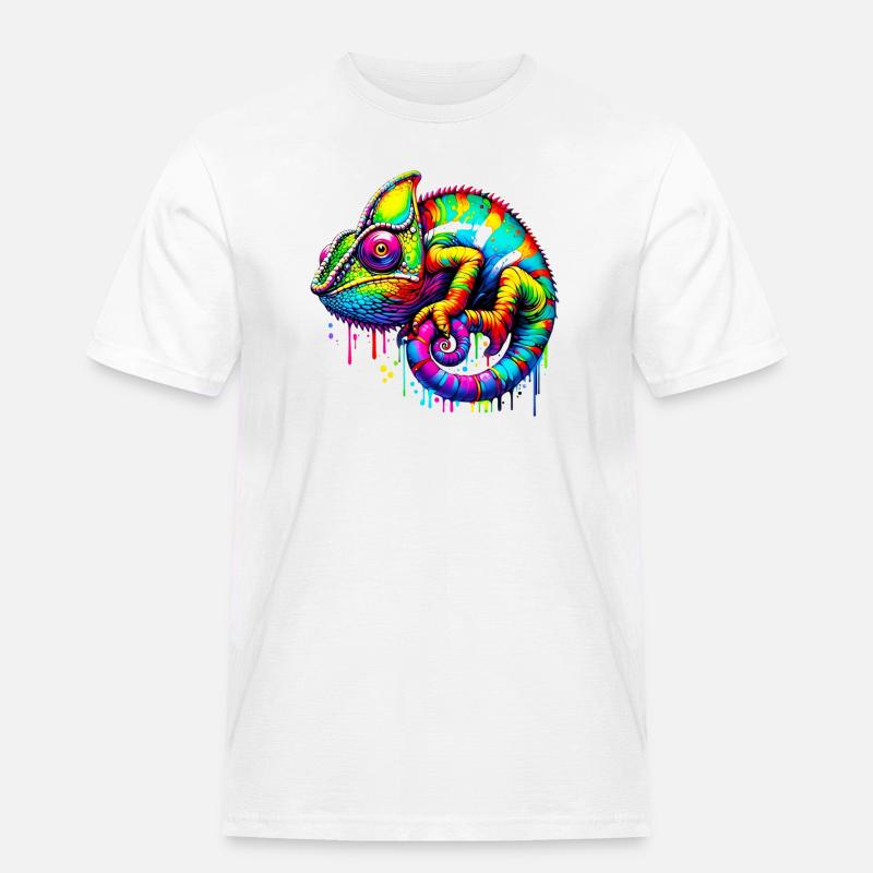 Chamäleon - Männer Workwear T-Shirt - Weiß