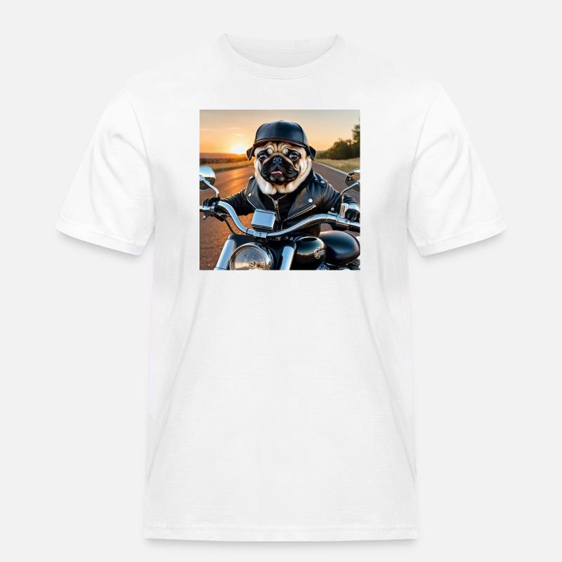 Hunde-Biker im Lederjacke Stil - Männer Workwear T-Shirt - Weiß