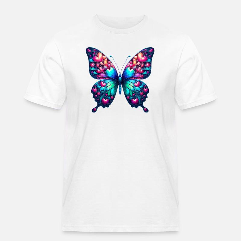 Sommerfuglhjerte hjerter små hjerter lite hjerte - Workwear T-Shirt for menn - hvit