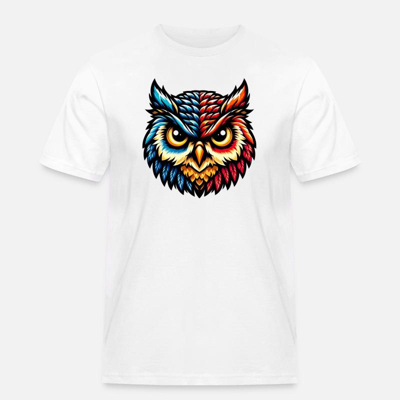 Eule - Männer Workwear T-Shirt - Weiß
