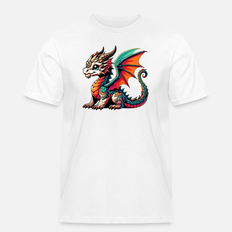 Drache - Männer Workwear T-Shirt - Weiß