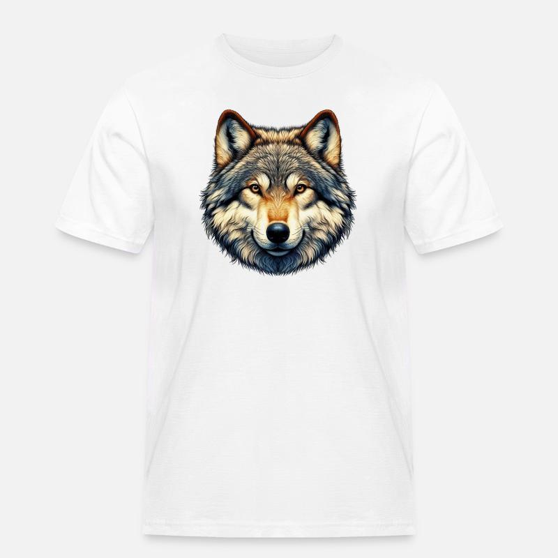 Wolf - Männer Workwear T-Shirt - Weiß