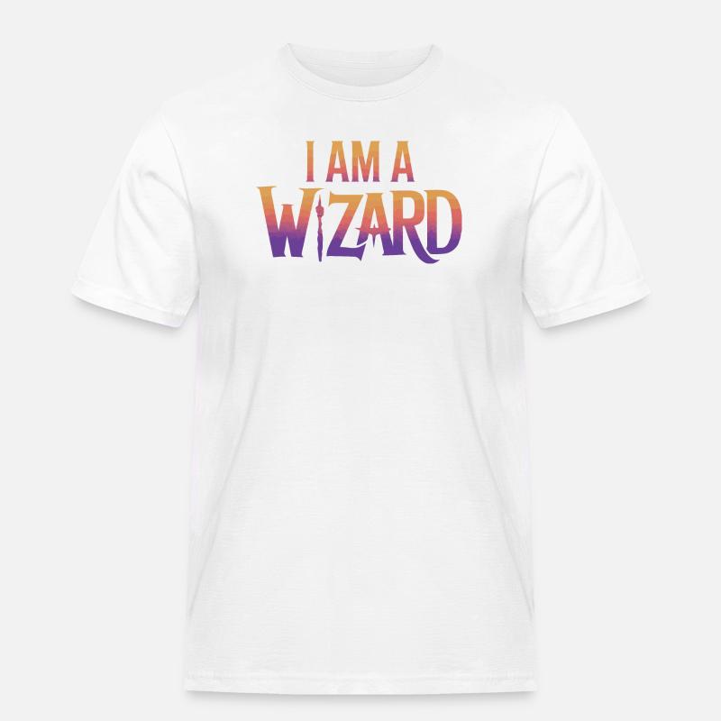 Ich bin ein Zauberer Textdesign - Männer Workwear T-Shirt - Weiß