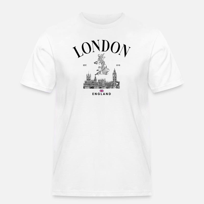 Tiny Union Jack auf Schwarz - Männer Workwear T-Shirt - Weiß