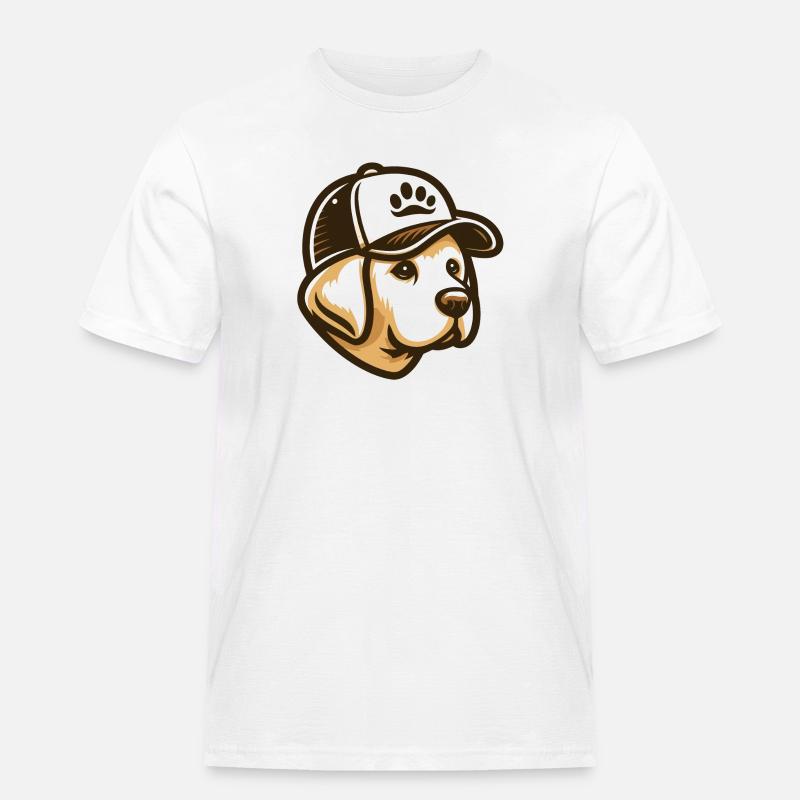 Labradorkopf mit Kappe - Männer Workwear T-Shirt - Weiß
