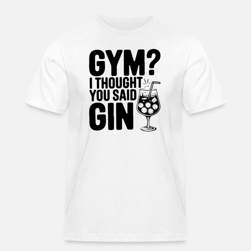 Fitnessstudio oder Gin? Lustiges Zitat - Männer Workwear T-Shirt - Weiß