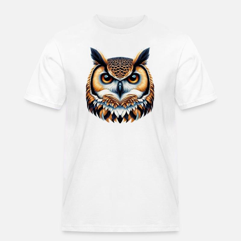 Eule - Männer Workwear T-Shirt - Weiß