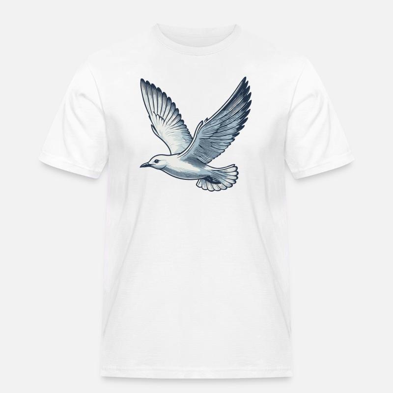 Möwe - Männer Workwear T-Shirt - Weiß