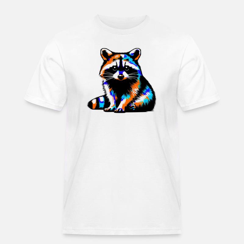 Waschbär - Männer Workwear T-Shirt - Weiß