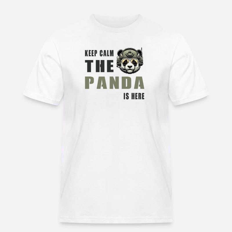 Panda tactique – Restez calme - T-shirt Workwear homme - blanc